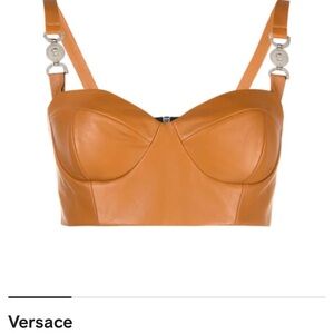 Cropped leather bustier top
